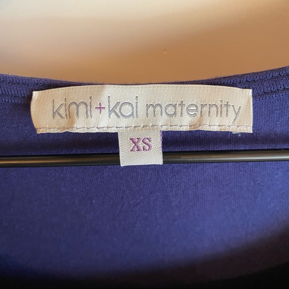 Kimi + Kai “Alexis” Indigo Babydoll Top w/ Bell Sleeves (Maternity XS) - Picture 5 of 6